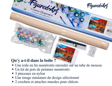 Peinture par Numéro Figured'Art - Rivière et Forêt d'Automne - Kit de Loisir Créatif DIY Numéro d'Art Complet - 40x50cm sans châssis en bois