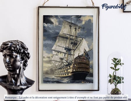 Peinture par Numéro Figured'Art - Galion Océan - Kit de Loisir Créatif DIY Numéro d'Art Complet - 40x50cm sans châssis en bois