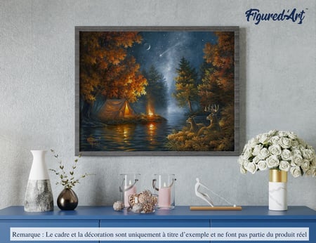 Peinture par Numéro Figured'Art - Camping sous une nuit etoilée - Kit de Loisir Créatif DIY Numéro d'Art Complet - 40x50cm sans châssis en bois