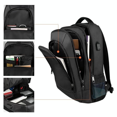 Sac A Dos Ordinateur Grande Capacite Impermeable Respirant Avec Port USB Noir Mysterieux YONIS Bagagerie Informatique Bagageries Maroquineries Cultura