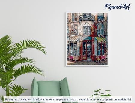 Peinture par Numéro Figured'Art - Le petit Bistro Vintage - Kit de Loisir Créatif DIY Numéro d'Art Complet - 40x50cm sans châssis en bois