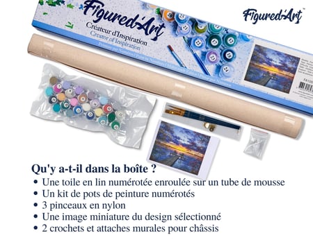 Peinture par Numéro Figured'Art - Ponton au coucher de soleil - Kit de Loisir Créatif DIY Numéro d'Art Complet - 40x50cm sans châssis en bois