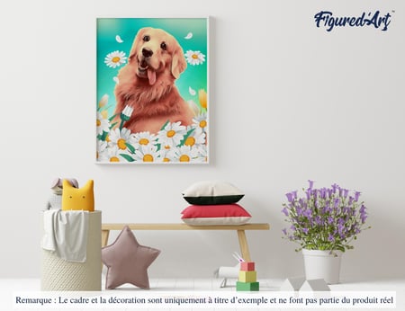 Peinture par Numéro Figured'Art - Golden Retriever - Kit de Loisir Créatif DIY Numéro d'Art Complet - 40x50cm sans châssis en bois