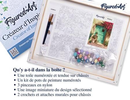 Peinture par Numéro Figured'Art avec Cadre - Entrée fleurie - Kit de Loisir Créatif DIY Numéro d'Art Complet - 40x50cm toile tendue sur châssis