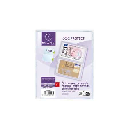 Etui de protection pour carte crédit ou carte de visite PVC lisse