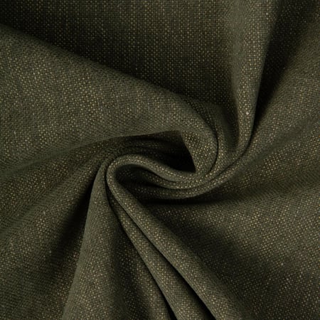 Tissu Lin d'ameublement toucher velours et envers antidérapant uni Vert kaki