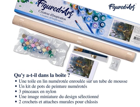 Peinture par Numéro Figured'Art - Chalet au bord du lac - Kit de Loisir Créatif DIY Numéro d'Art Complet - 40x50cm sans châssis en bois
