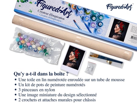 Peinture par Numéro Figured'Art - Femme espagnole - Kit de Loisir Créatif DIY Numéro d'Art Complet - 40x50cm sans châssis en bois