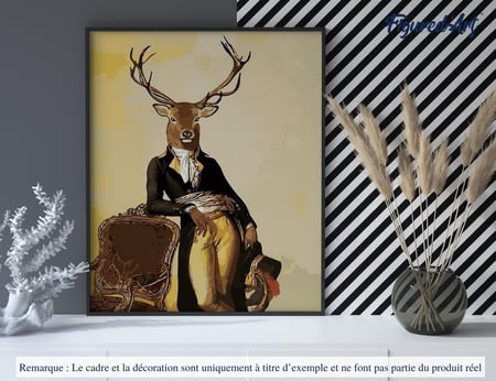 Peinture par Numéro Figured'Art - Le Cerf Dandy - Kit de Loisir Créatif DIY Numéro d'Art Complet - 40x50cm sans châssis en bois
