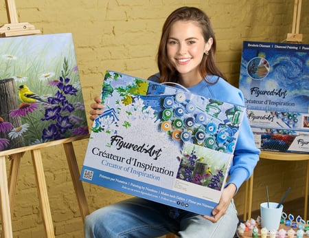 Peinture par Numéro Figured'Art avec Cadre - Couple de chardonneret - Kit de Loisir Créatif DIY Numéro d'Art - 40x50cm toile tendue sur châssis