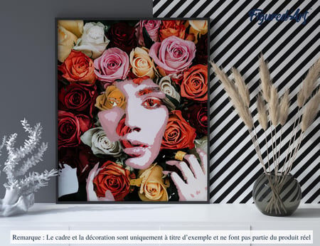 Peinture par Numéro Figured'Art - Visage de roses - Kit de Loisir Créatif DIY Numéro d'Art Complet - 40x50cm sans châssis en bois