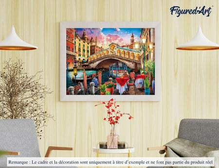 Peinture par Numéro Figured'Art avec Cadre - Pont du rialto - Kit de Loisir Créatif DIY Numéro d'Art Complet - 40x50cm toile tendue sur châssis