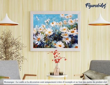 Peinture par Numéro Figured'Art - Champ de Marguerites et Ciel bleu - Kit de Loisir Créatif DIY Numéro d'Art Complet - 40x50cm sans châssis en bois