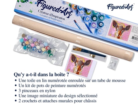 Peinture par Numéro Figured'Art - Biche mignonne - Kit de Loisir Créatif DIY Numéro d'Art Complet - 40x50cm sans châssis en bois