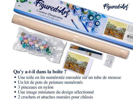 Peinture par Numéro Figured'Art - Van Gogh St Remy Oliviers - Kit de Loisir Créatif DIY Numéro d'Art Complet - 40x50cm sans châssis en bois