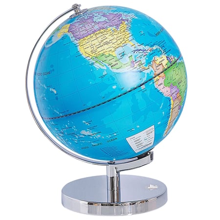Globe Terrestre Lumineux LED Bleu 30 cm de Hauteur à Piles Accessoire Déco pour Salon Bureau ou Bibliothèque au Style Moderne Beliani