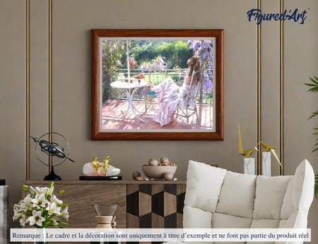 Peinture par Numéro Figured'Art - Repos au Jardin - Kit de Loisir Créatif DIY Numéro d'Art Complet - 40x50cm sans châssis en bois