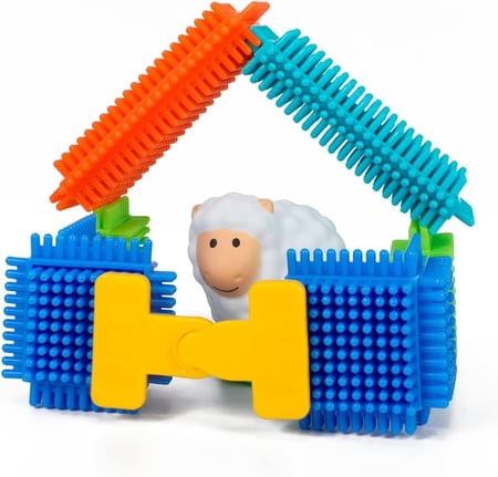 BLOKO Set 50 Pezzi Con 3 Figure Fattoria 3D - Giocattoli Costruzione Da 12 Mesi - Made In Europe