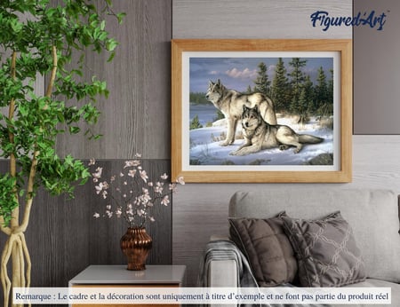 Peinture par Numéro Figured'Art - Couple de loups - Kit de Loisir Créatif DIY Numéro d'Art Complet - 40x50cm sans châssis en bois
