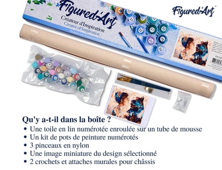Peinture par Numéro Figured'Art - Complicité Femme et Panthère noire - Kit de Loisir Créatif DIY Numéro d'Art Complet - 40x50cm sans châssis en bois