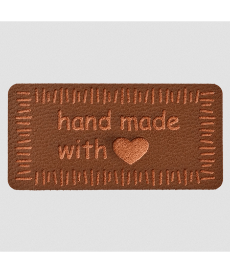 Étiquettes rectangulaires "Handmade" Prym – 40 x 20 mm – En PVC souple – Pour créations textiles faites main 020 brun moyen