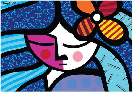Puzzle 1000 pièces - Romero Britto - Girl with flower - Bluebird Puzzle