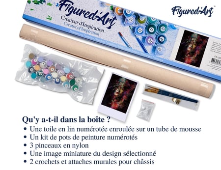 Peinture par Numéro Figured'Art - Femme peinte - Kit de Loisir Créatif DIY Numéro d'Art Complet - 40x50cm sans châssis en bois