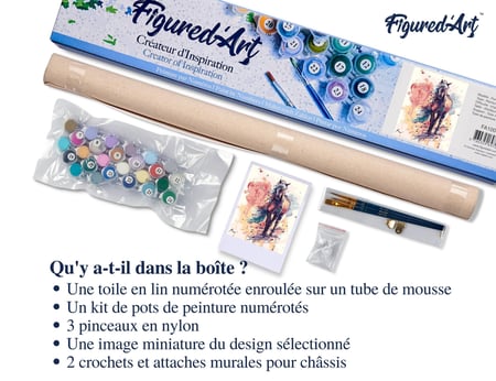Peinture par Numéro Figured'Art - Cheval peint - Kit de Loisir Créatif DIY Numéro d'Art Complet - 40x50cm sans châssis en bois