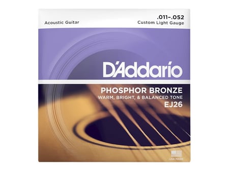 D'addario EJ26 Custom Light - Cordes en bronze phosphoreux pour guitare  acoustique - .011 - .052 - Cordes guitare folk - Cordes guitares