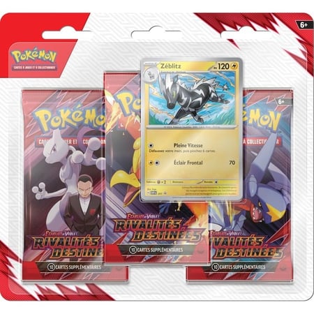 Lot de 3 boosters Pokémon - EV10 Rivalités destinées - Modèles aléatoires - Vendu à l'unité