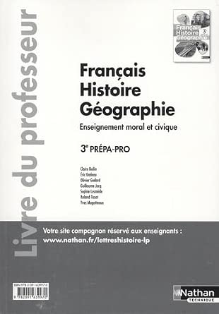 Français/histoire-géographie/enseignement moral et civique - 3e prépa-pro - livre du professeur (édition 2016)