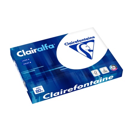 Ramette de papier imprimante - 500 feuilles A3 29.7 x 42 cm - 80 g/m² - Clairalfa - Clairefontaine - Blanc