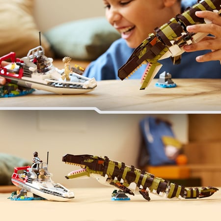 LEGO® 76974 - Le bateau en mission et le mosasaure en briques - Jurassic World
