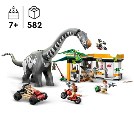 LEGO Jurassic World La Poursuite du Vélociraptor et du Titanosaure - Jouet Dinosaure - Voiture 4x4 & Moto - 3 Minifigurines - Cadeau Original pour Garçon ou Fille dès 7 ans 76973