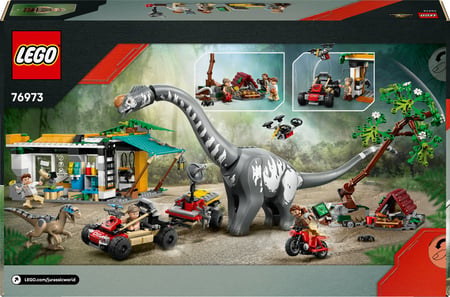 LEGO Jurassic World La Poursuite du Vélociraptor et du Titanosaure - Jouet Dinosaure - Voiture 4x4 & Moto - 3 Minifigurines - Cadeau Original pour Garçon ou Fille dès 7 ans 76973