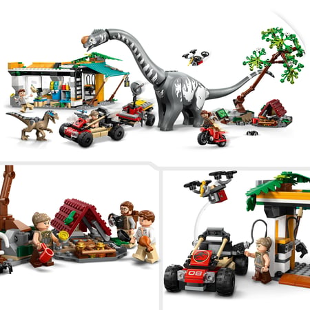 LEGO Jurassic World La Poursuite du Vélociraptor et du Titanosaure - Jouet Dinosaure - Voiture 4x4 & Moto - 3 Minifigurines - Cadeau Original pour Garçon ou Fille dès 7 ans 76973