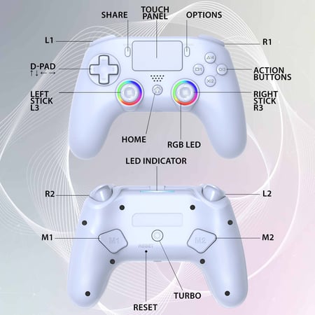 Manette sans fil Subsonic PS5 – LED Bluetooth – Blanche