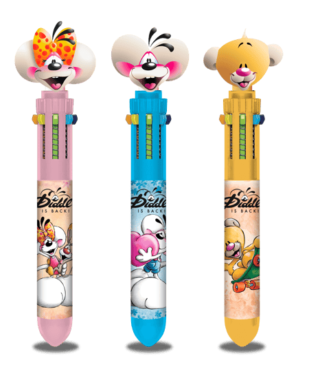 Stylo 10 couleurs - Diddl - Pointe moyenne - Modèles aléatoires - Vendu à l'unité - Modèle aléatoire - Produit vendu à l'unité