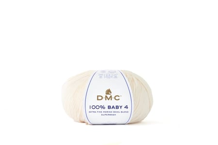 Pelote de fil à tricoter - DMC - 100 % Baby 4 - Blanc 101