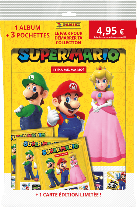 Super Mario 2 album + 3 pochettes + carte édition limitée - Panini