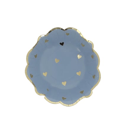 Lot de 8 bols - Petits Cœurs Bleu Orage et Or - Artyfêtes