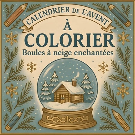 Calendrier de l'Avent à colorier : Boules à neige enchantées