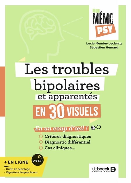 Mon mémo psy : Les troubles bipolaires et apparentés en 30 visuels : Critères diagnostiques, diagnostic différentiel, cas cliniques en un coup d'oeil