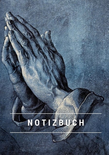 Notizbuch klein A5 Blanko - Notizheft 44 Seiten 90g/m² - Softcover Albrecht Dürer "Betende Hände" - FSC Papier : Notebook A5 Blanko weißes Papier