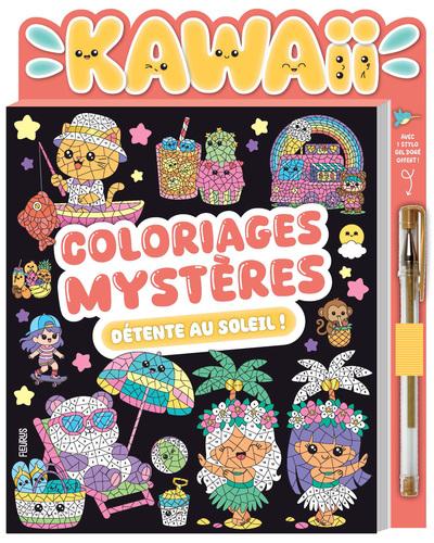 Coloriages mystères kawaii détente au soleil