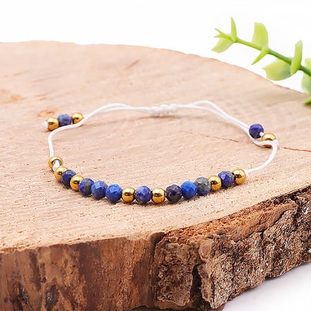 Bracelet réglable lapis lazuli Camille Ambiance Nature - Blanc