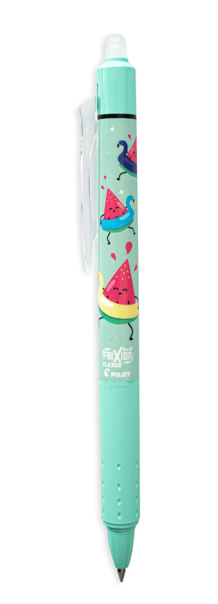 Stylo roller encre gel Pilot - FriXion clicker - pool party vert - pointe moyenne - noir