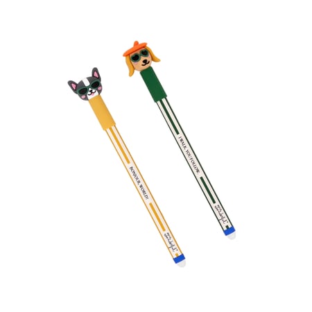 Lot de 2 stylos Mr Wonderful - BOBO - Teckel et Bulldog