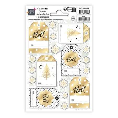 Lot de 6 étiquettes Editions Cely - Un noel en or