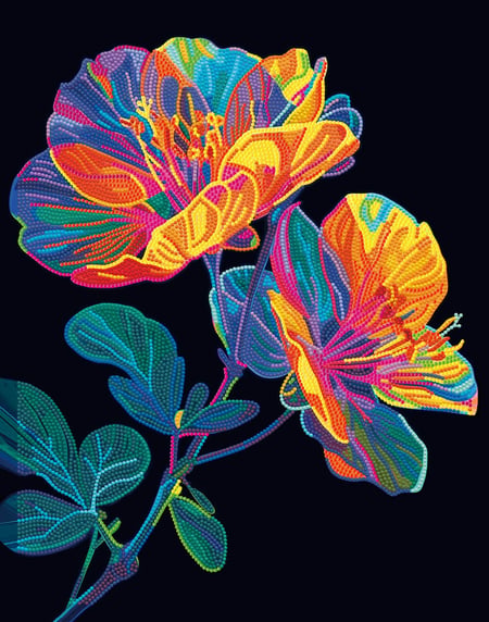 Kit Diamond painting Diamond Dotz - Néon Noir - Floral
